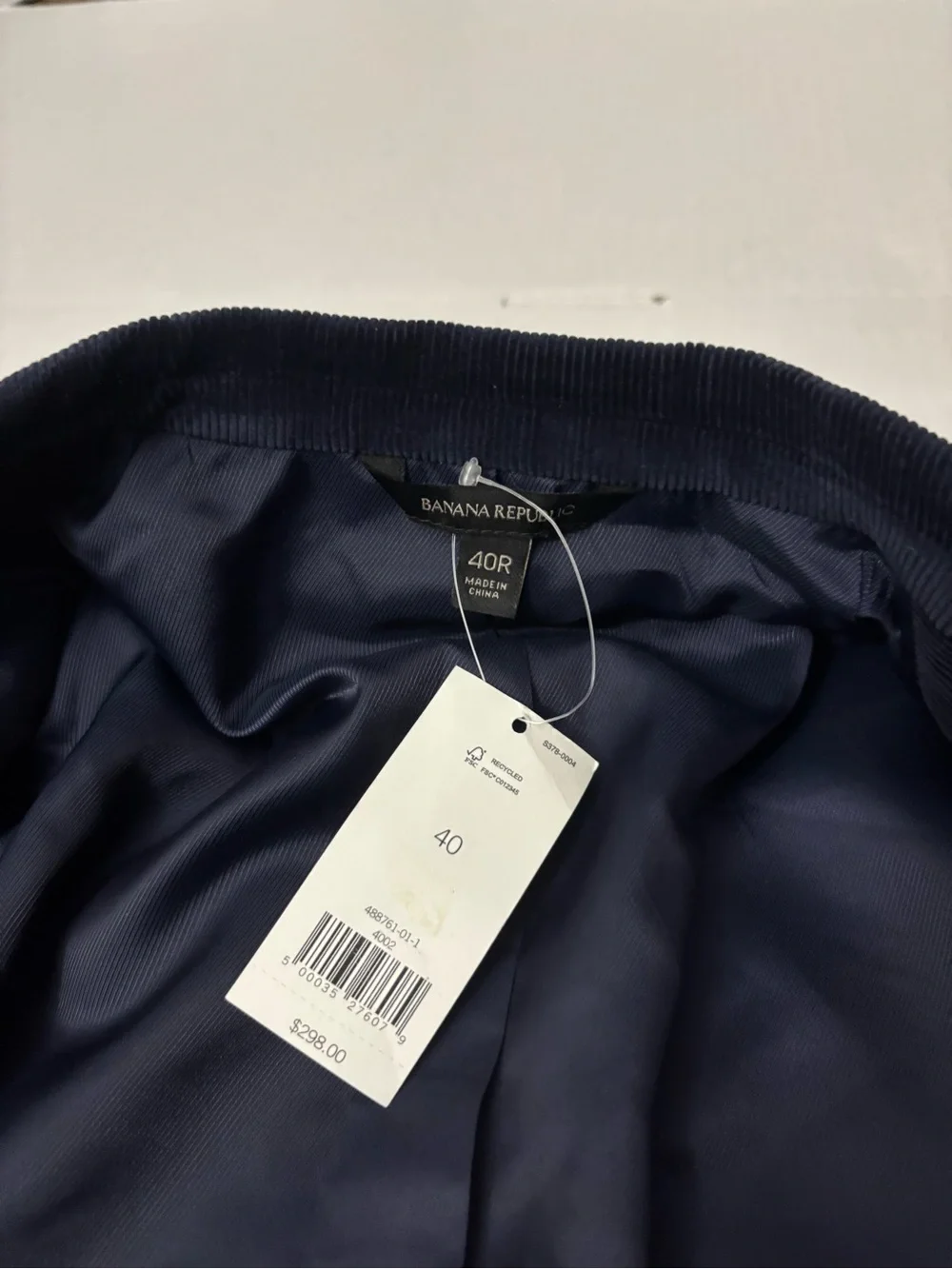 Banana Republic Slim Fit Navy Corduroy Blazer Jacket Men’s 40R
